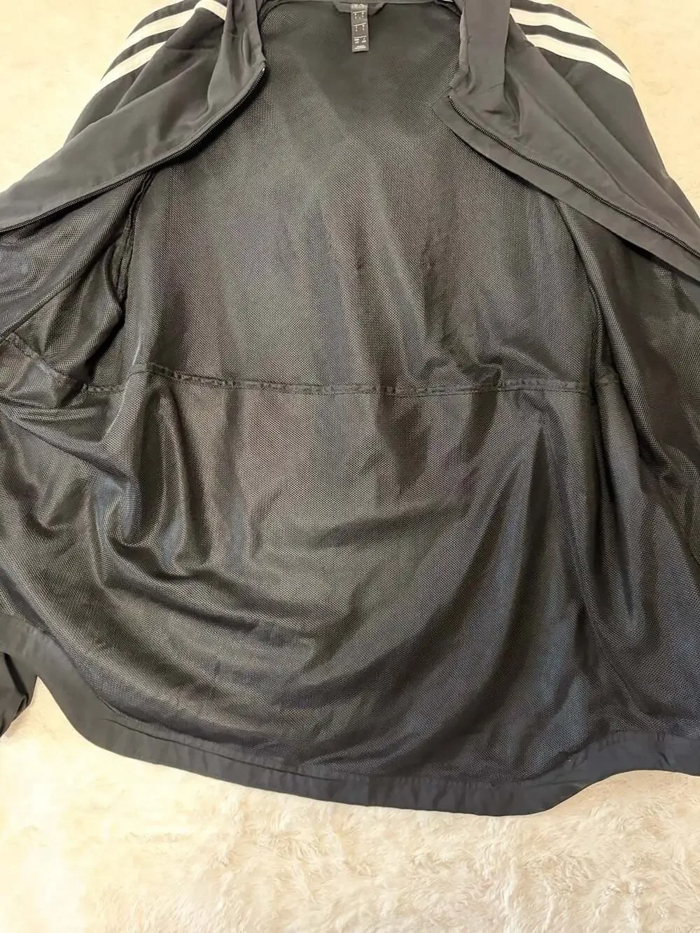 Adidas Hooded Windbreaker Size L Black White 3-Stripes Jacket DT4643
